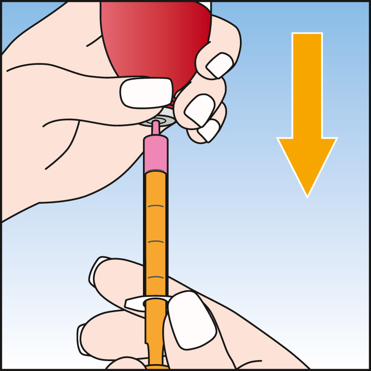 Ilustrația modului de extragere a medicamentului din flacon