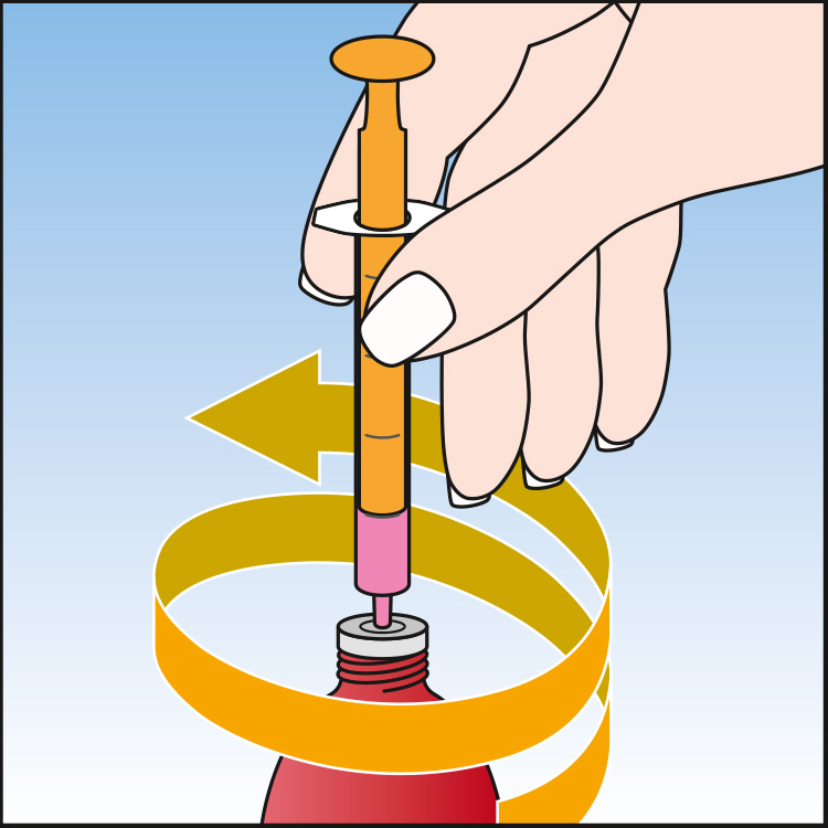 Ilustrația modului de scoatere a seringii din flacon